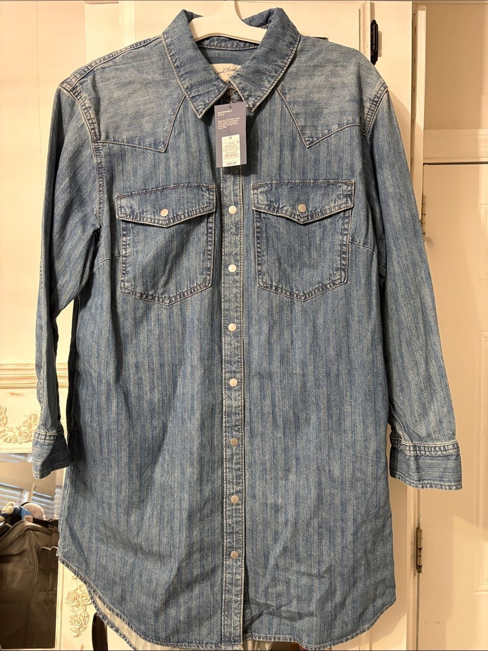 NWT Universal Thread Light Blue Denim Shirt Dress Size M